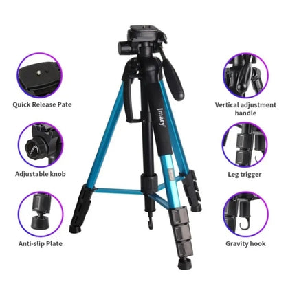 JMARY KP2264 Portable Detachable Tripod Mobile Phone SLR Camera Aluminium Alloy Stand(Blue) - Tripods by Jmary | Online Shopping South Africa | PMC Jewellery