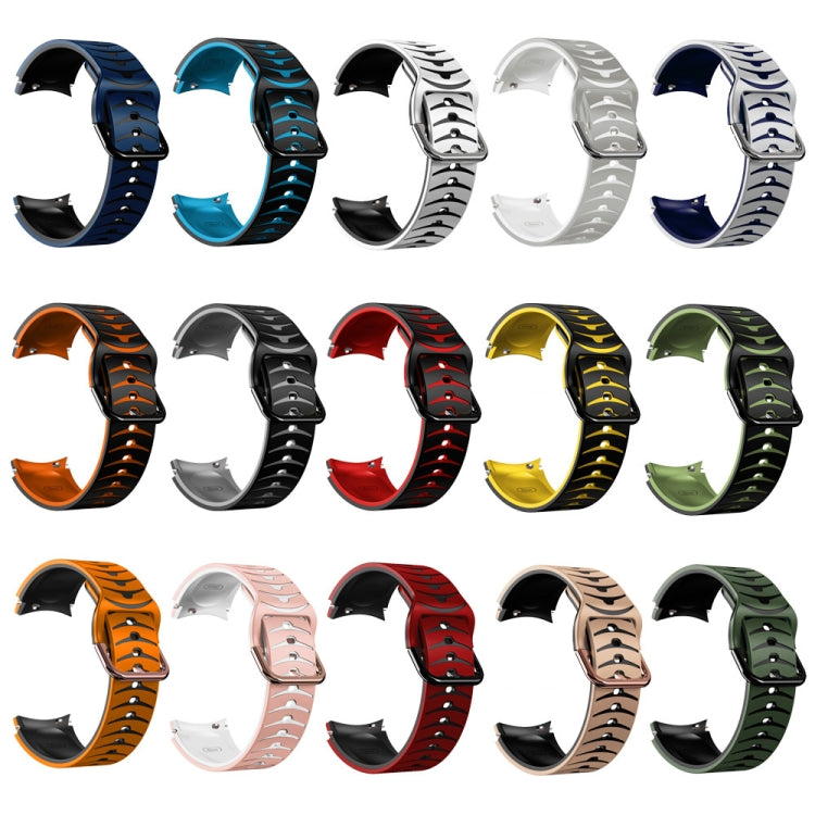 For Samsung Galaxy Watch 6 Classic 47mm Curved Texture Silicone Watch Band(Black+Blue) - free shipping - PMC TechLife - Order now!