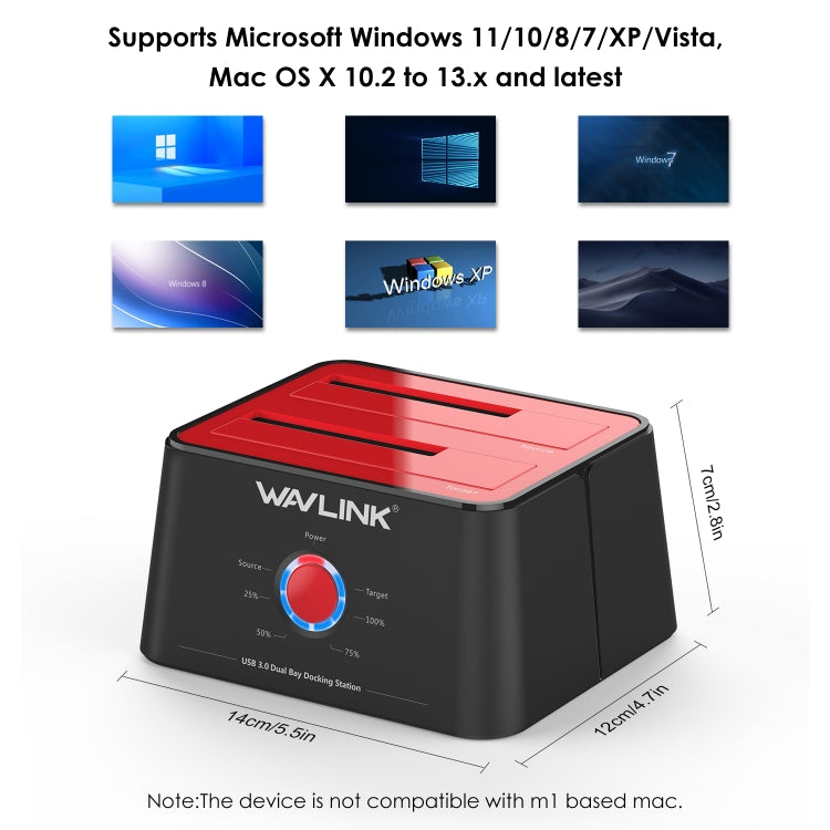 Wavlink ST334U SSD Dual Bay External Hard Drive Docking Station USB 3.0 to SATA I/II/III(EU Plug) - free shipping - PMC TechLife - Order now!