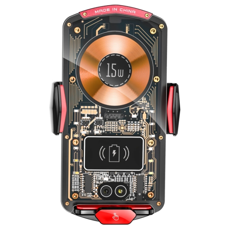 A6 Car Automatic Clamping Phone Holder 15W Magnetic Wireless Charger(Orange) - Car Charger by PMC TechLife | Online Shopping South Africa | PMC TechLife