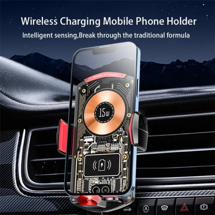 A6 Car Automatic Clamping Phone Holder 15W Magnetic Wireless Charger(Orange) - Car Charger by PMC TechLife | Online Shopping South Africa | PMC TechLife