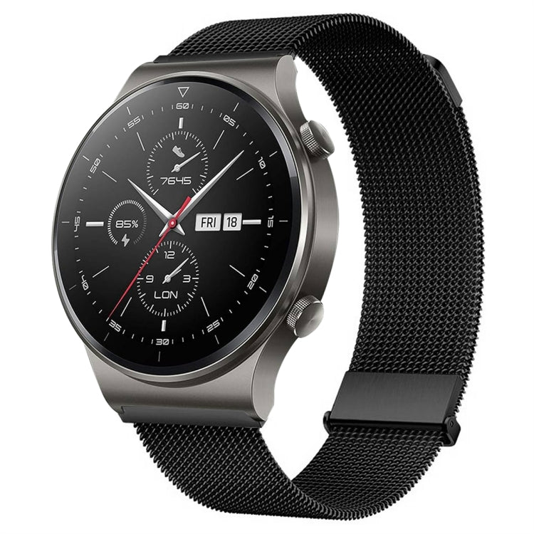 For Huawei Watch GT2 Pro / GT2 46mm Milan Double Magnetic Steel Mesh Watch Band(Black) - Watch Bands by PMC TechLife | Online Shopping South Africa | PMC TechLife