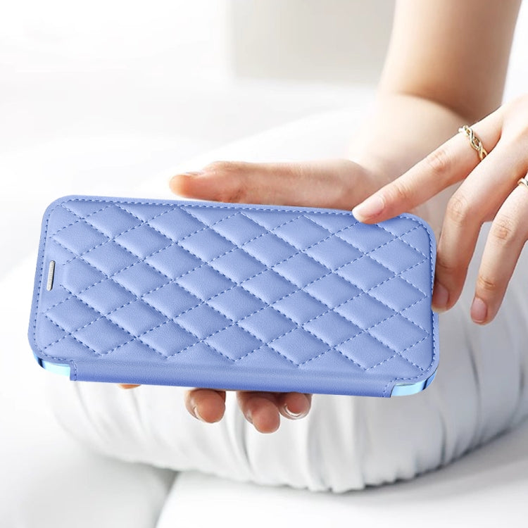 For Samsung Galaxy S23 5G Shield Magsafe RFID Anti-theft Rhombus Leather Phone Case(Blue) - Galaxy S23 5G Cases by PMC TechLife | Online Shopping South Africa | PMC TechLife