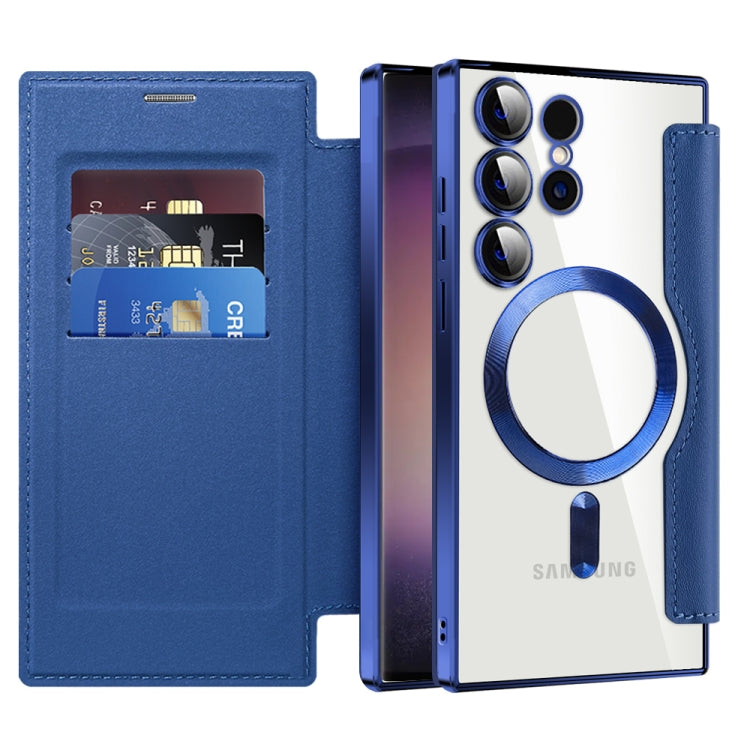 For Samsung Galaxy S24 Ultra 5G Shield Magsafe RFID Anti-theft Rhombus Leather Phone Case(Dark Blue) - Galaxy S24 Ultra 5G Cases by PMC TechLife | Online Shopping South Africa | PMC TechLife