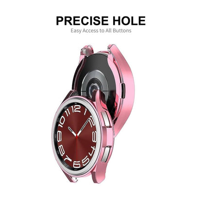 For Samsung Galaxy Watch6 Classic 43mm ENKAY Hat-Prince Electroplated Soft TPU Case + 0.2mm 9H Glass Screen Protector(Rose Gold) - Watch Cases by ENKAY | Online Shopping South Africa | PMC Jewellery