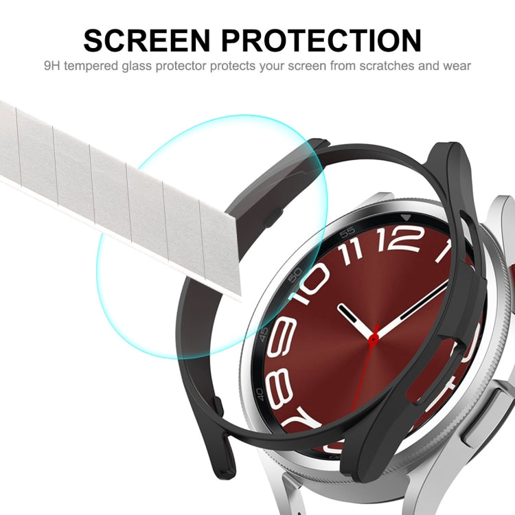 For Samsung Galaxy Watch6 Classic 43mm ENKAY Hat-Prince Electroplated Hard PC Case + 0.2mm 9H Glass Screen Protector(Silver) - Watch Cases by ENKAY | Online Shopping South Africa | PMC Jewellery