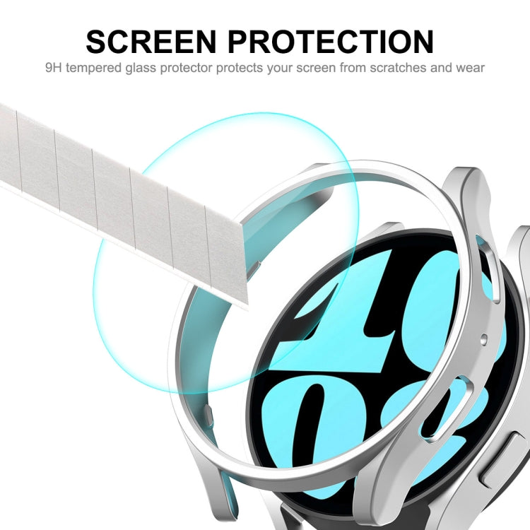 For Samsung Galaxy Watch6 44mm ENKAY Hat-Prince Electroplated Hard PC Case + 0.2mm 9H Glass Screen Protector(Dark Blue) - Watch Cases by ENKAY | Online Shopping South Africa | PMC TechLife