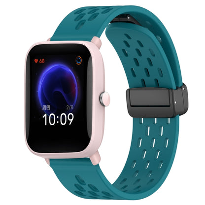 For Amazfit Pop Pro 20mm Folding Magnetic Clasp Silicone Watch Band(Hidden Green) - Watch Bands by PMC Jewellery | Online Shopping South Africa | PMC Jewellery | Buy Now Pay Later Mobicred