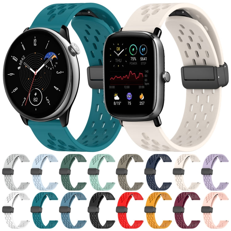 For Amazfit Pop Pro 20mm Folding Magnetic Clasp Silicone Watch Band(Hidden Green) - Watch Bands by PMC TechLife | Online Shopping South Africa | PMC TechLife | Buy Now Pay Later Mobicred
