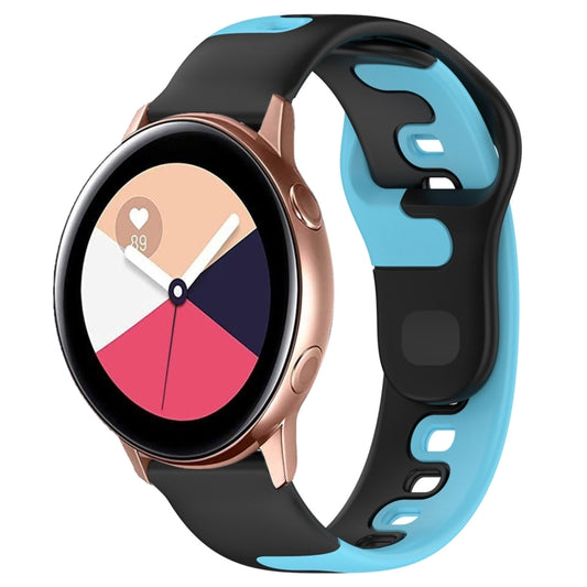 For Samsung Galaxy Watch Active 20mm Double Color Silicone Watch Band(Black+Blue) - Watch Bands by PMC Jewellery | Online Shopping South Africa | PMC Jewellery