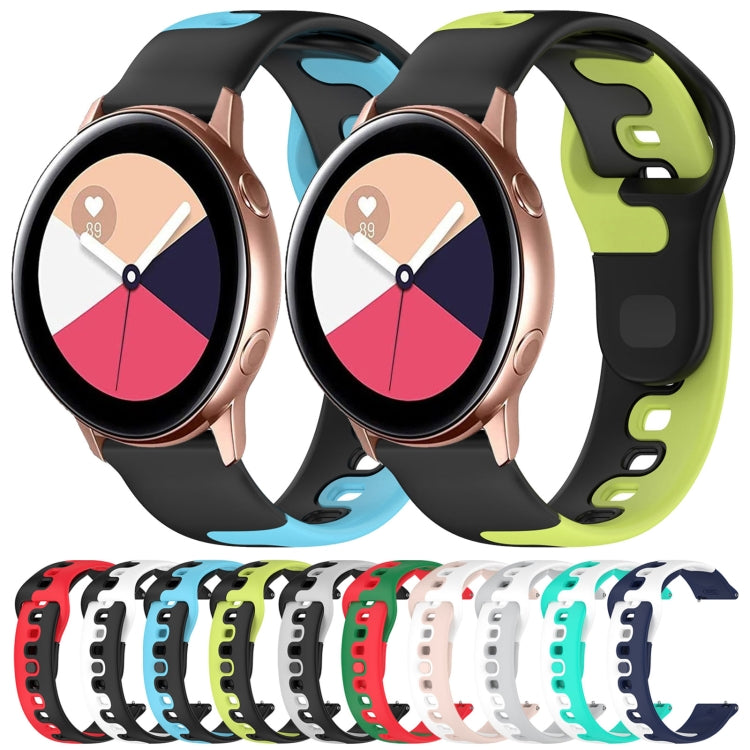 For Samsung Galaxy Watch Active 20mm Double Color Silicone Watch Band(Black+Green) - Watch Bands by PMC TechLife | Online Shopping South Africa | PMC TechLife