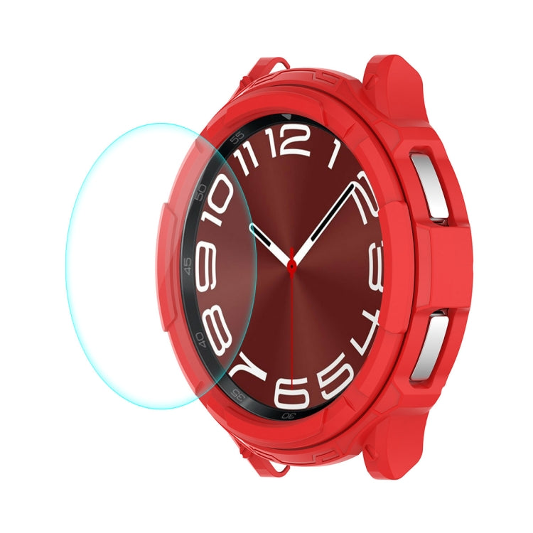For Samsung Galaxy Watch6 Classic 47mm ENKAY Hat-Prince 2 in 1 TPU Armor Watch Case + 0.2mm 9H Tempered Glass Screen Protector(Red) - Watch Cases by ENKAY | Online Shopping South Africa | PMC TechLife