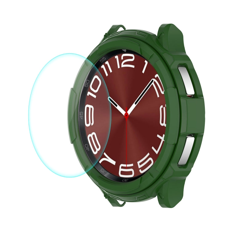 For Samsung Galaxy Watch6 Classic 43mm ENKAY Hat-Prince 2 in 1 TPU Armor Watch Case + 0.2mm 9H Tempered Glass Screen Protector(Dark Green) - Watch Cases by ENKAY | Online Shopping South Africa | PMC TechLife