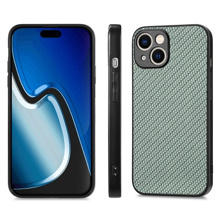 For iPhone 15 ENKAY Fiber Leather Skin PC Phone Case with High Aluminum-silicon Glass Film(Green) - iPhone 15 Cases by ENKAY | Online Shopping South Africa | PMC TechLife | Buy Now Pay Later Mobicred