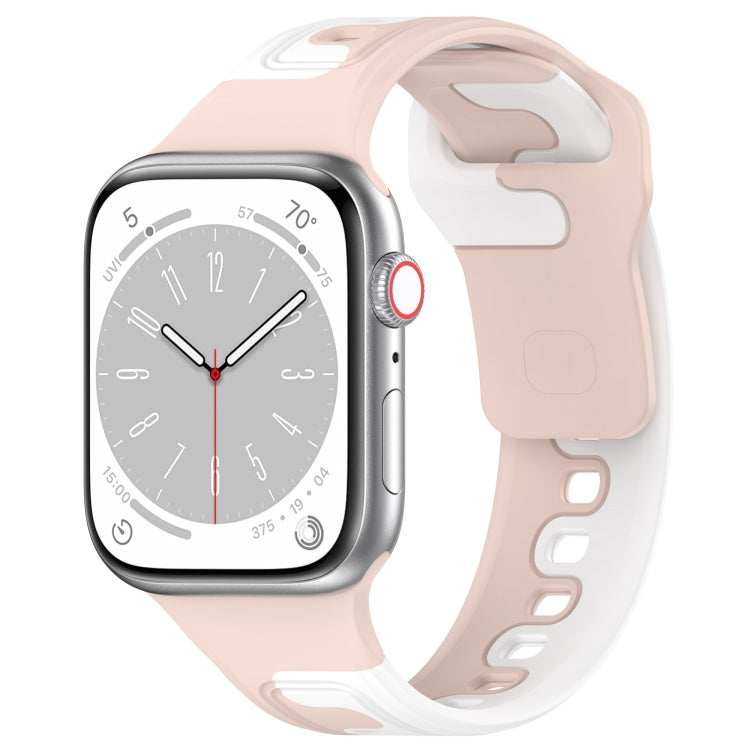 For Apple Watch SE 2023 44mm Double Color Silicone Watch Band(Pink+White) - Watch Bands by PMC TechLife | Online Shopping South Africa | PMC TechLife