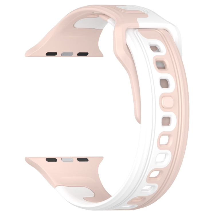 For Apple Watch SE 2023 44mm Double Color Silicone Watch Band(Pink+White) - Watch Bands by PMC TechLife | Online Shopping South Africa | PMC TechLife