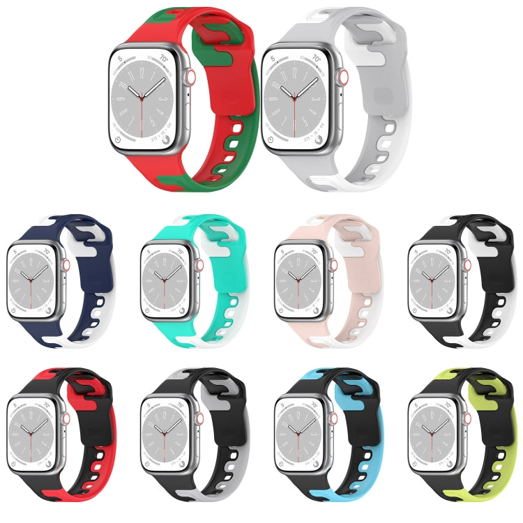 For Apple Watch SE 2023 44mm Double Color Silicone Watch Band(Pink+White) - Watch Bands by PMC TechLife | Online Shopping South Africa | PMC TechLife