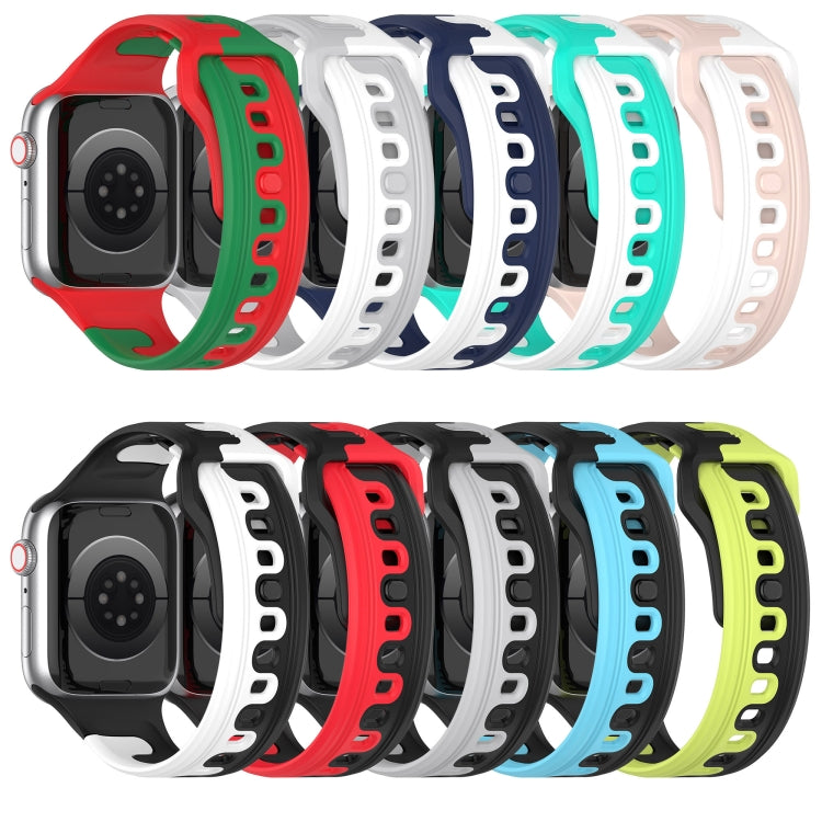 For Apple Watch SE 2023 44mm Double Color Silicone Watch Band(Pink+White) - Watch Bands by PMC TechLife | Online Shopping South Africa | PMC TechLife