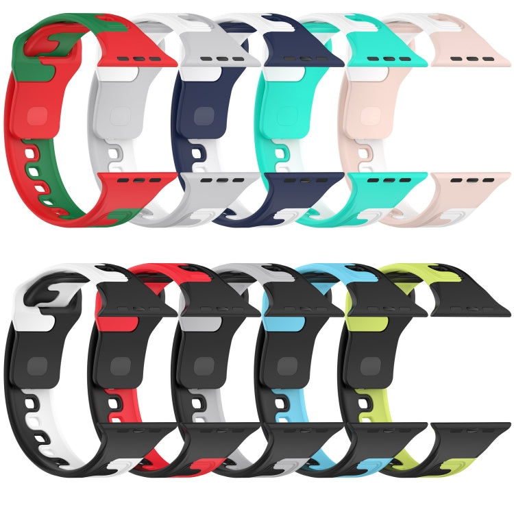 For Apple Watch SE 2023 44mm Double Color Silicone Watch Band(Pink+White) - Watch Bands by PMC TechLife | Online Shopping South Africa | PMC TechLife