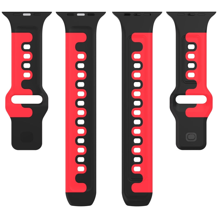 For Apple Watch SE 2022 40mm Double Color Silicone Watch Band(Black+Red) - Watch Bands by PMC TechLife | Online Shopping South Africa | PMC TechLife