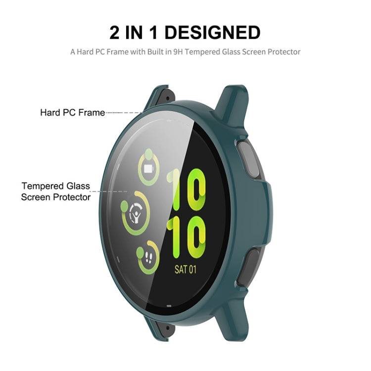 For Garmin Active 5 ENKAY Hat-Prince Full Coverage PC + Tempered Glass Film Integrated Watch Case(Dark Green) - Watch Cases by ENKAY | Online Shopping South Africa | PMC TechLife