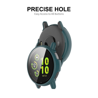 For Garmin Active 5 ENKAY Hat-Prince Full Coverage PC + Tempered Glass Film Integrated Watch Case(Dark Green) - Watch Cases by ENKAY | Online Shopping South Africa | PMC Jewellery