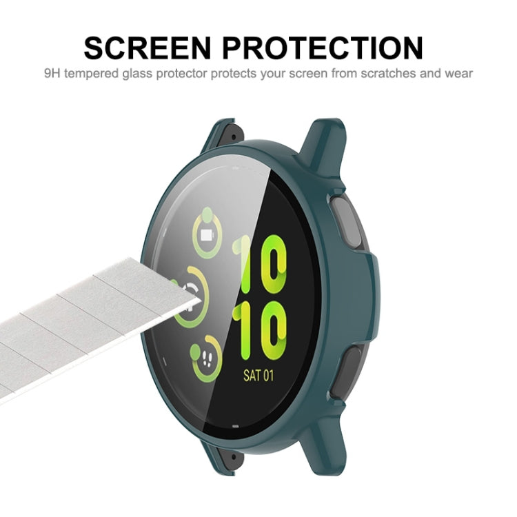 For Garmin Active 5 ENKAY Hat-Prince Full Coverage PC + Tempered Glass Film Integrated Watch Case(Dark Green) - Watch Cases by ENKAY | Online Shopping South Africa | PMC TechLife