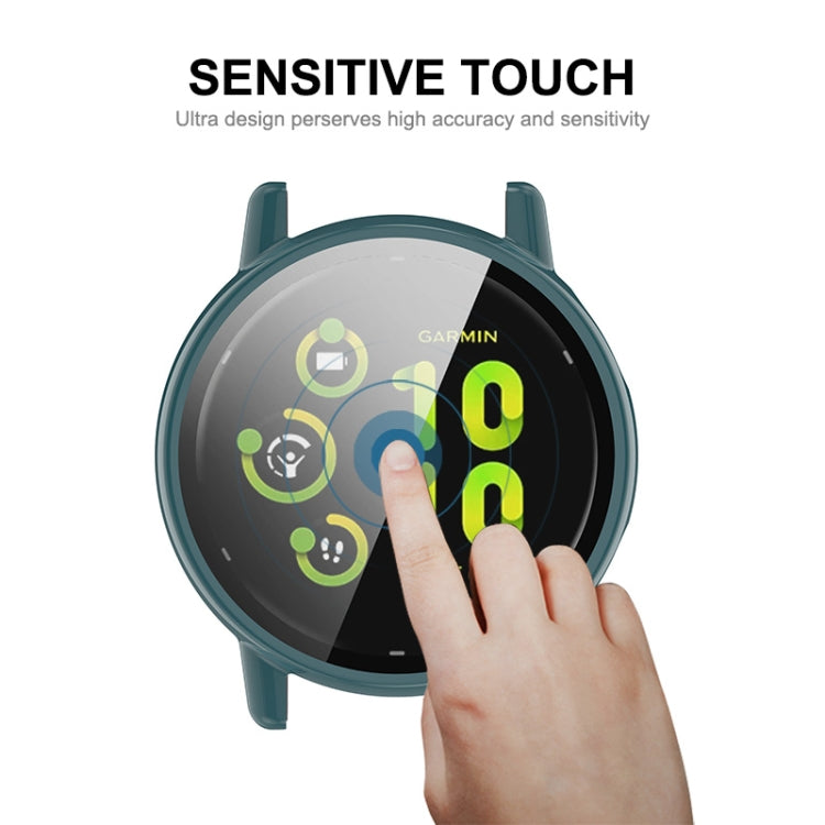For Garmin Active 5 ENKAY Hat-Prince Full Coverage PC + Tempered Glass Film Integrated Watch Case(Dark Green) - Watch Cases by ENKAY | Online Shopping South Africa | PMC TechLife