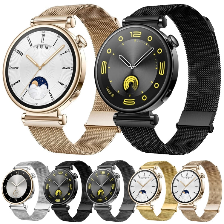 For Huawei Watch GT 4 41mm Milan Dual Mmagnetic Steel Mesh Watch Band(Silver) - Watch Bands by PMC TechLife | Online Shopping South Africa | PMC TechLife