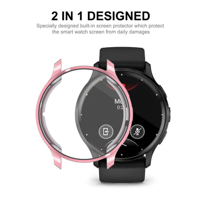 For Garmin Venu 3 ENKAY Hat-Prince Full Coverage Electroplated TPU Watch Case with Screen Protection(Pink) - Watch Cases by ENKAY | Online Shopping South Africa | PMC Jewellery