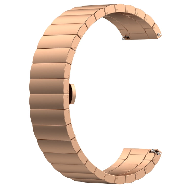 Compatible with Garmin Venu 2S One Bead Butterfly Buckle Stainless Steel Metal Watch Band(Rose Gold) - Watch Bands by PMC TechLife | Online Shopping South Africa | PMC TechLife | Buy Now Pay Later Mobicred