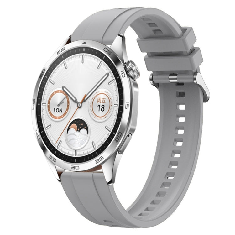 For Huawei Watch GT4 46mm Tire Pattern Silver Buckle Silicone Watch Band(Light Gray) - Watch Bands by PMC TechLife | Online Shopping South Africa | PMC TechLife