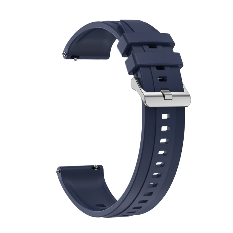 For Huawei Watch GT 42mm / 46mm Tire Pattern Silver Buckle Silicone Watch Band(Midnight Blue) - Watch Bands by PMC TechLife | Online Shopping South Africa | PMC TechLife