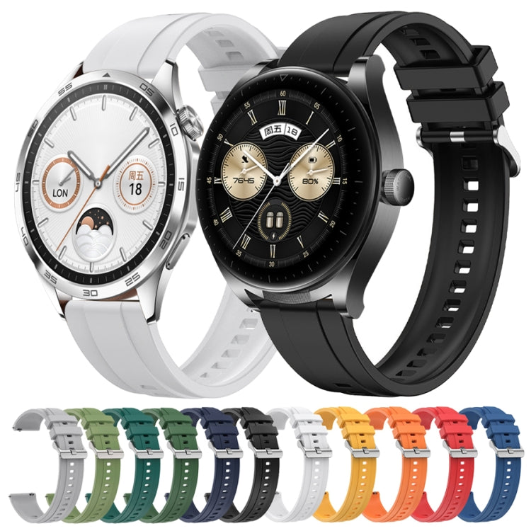 For Huawei Watch GT4 41mm Tire Pattern Silver Buckle Silicone Watch Band(Orange) - Watch Bands by PMC TechLife | Online Shopping South Africa | PMC TechLife