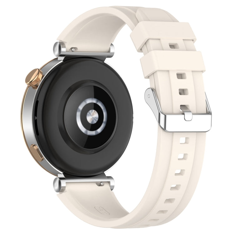 For Huawei Watch GT4 41mm Official Steps Style Silver Buckle Silicone Watch Band(Starlight Color) - Watch Bands by PMC TechLife | Online Shopping South Africa | PMC TechLife