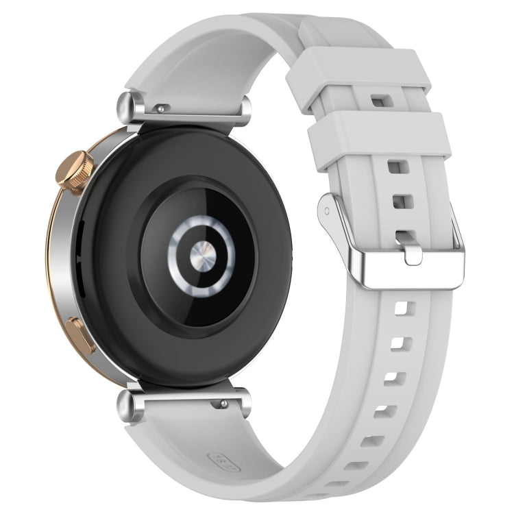 For Huawei Watch GT4 41mm Official Steps Style Silver Buckle Silicone Watch Band(Gray) - Watch Bands by PMC TechLife | Online Shopping South Africa | PMC TechLife