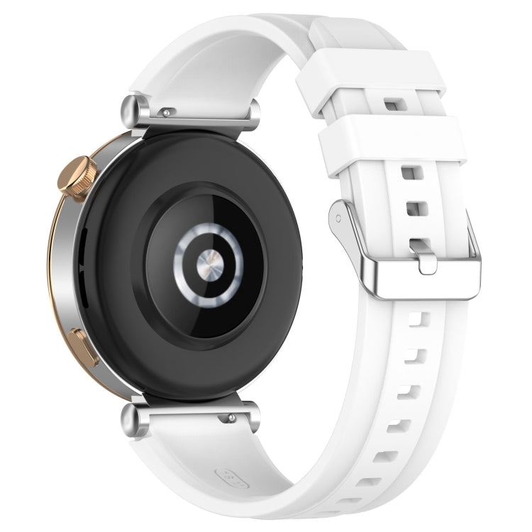 For Huawei Watch GT4 41mm Official Steps Style Silver Buckle Silicone Watch Band(White) - Watch Bands by PMC TechLife | Online Shopping South Africa | PMC TechLife