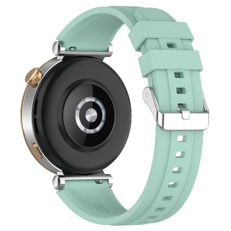 For Huawei Watch GT4 46mm Official Steps Style Silver Buckle Silicone Watch Band(Green) - Watch Bands by PMC TechLife | Online Shopping South Africa | PMC TechLife
