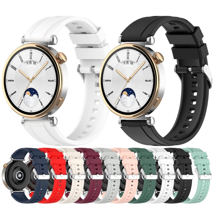 For Huawei Watch GT4 46mm Official Steps Style Silver Buckle Silicone Watch Band(Green) - Watch Bands by PMC TechLife | Online Shopping South Africa | PMC TechLife