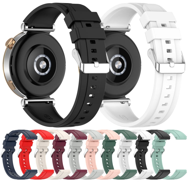 For Huawei Watch GT4 41mm Official Steps Style Silver Buckle Silicone Watch Band(Gray) - Watch Bands by PMC TechLife | Online Shopping South Africa | PMC TechLife