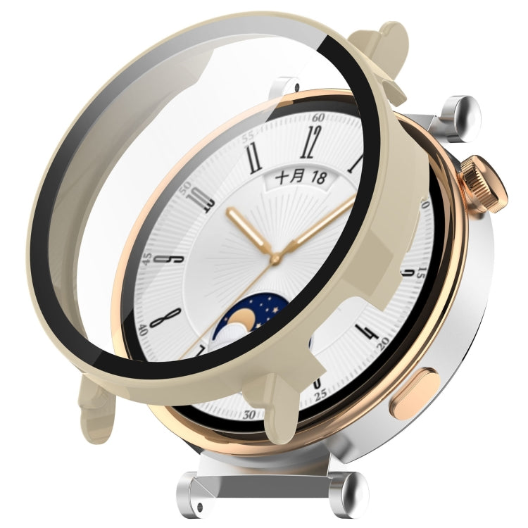 For Huawei Watch GT4 41mm PC+Tempered Glass Integrated Smart Watch Case(Ivory White) - Watch Cases by PMC TechLife | Online Shopping South Africa | PMC TechLife