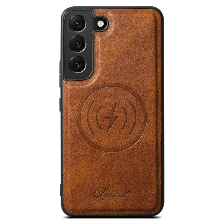 For Samsung Galaxy S22 5G Suteni H15 MagSafe Oil Eax Leather Detachable Wallet Back Phone Case(Brown) - Galaxy S22 5G Cases by Suteni | Online Shopping South Africa | PMC Jewellery