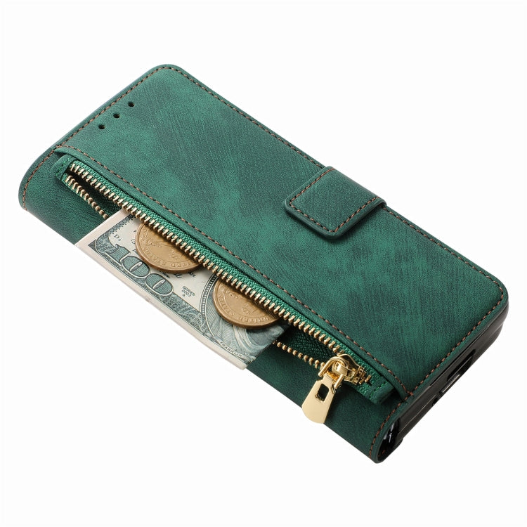 For Samsung Galaxy Z Fold5 5G Retro MagSafe Magnetic Zipper Wallet Leather Phone Case(Green) - Galaxy Z Fold5 Cases by PMC Jewellery | Online Shopping South Africa | PMC Jewellery