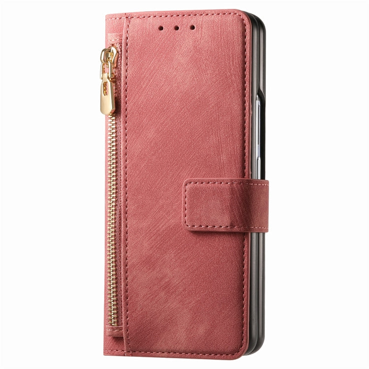 For Samsung Galaxy Z Fold5 5G Retro MagSafe Magnetic Zipper Wallet Leather Phone Case(Pink) - Galaxy Z Fold5 Cases by PMC Jewellery | Online Shopping South Africa | PMC Jewellery