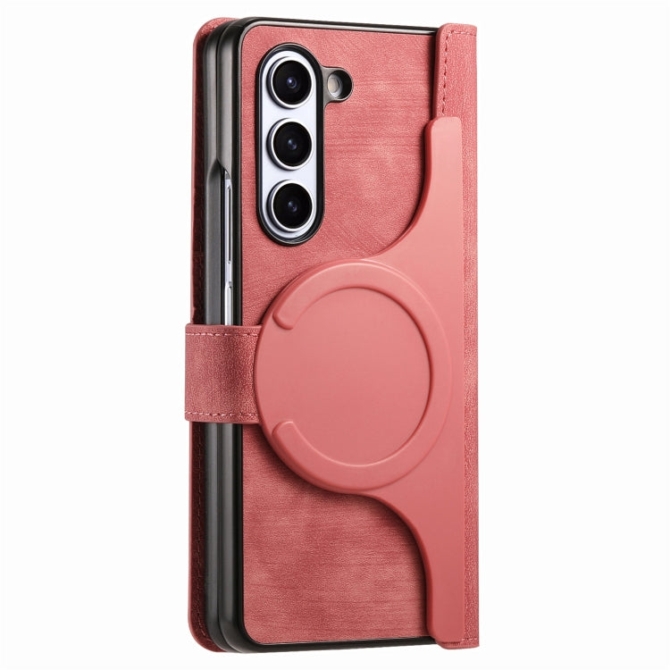 For Samsung Galaxy Z Fold5 5G Retro MagSafe Magnetic Zipper Wallet Leather Phone Case(Pink) - Galaxy Z Fold5 Cases by PMC Jewellery | Online Shopping South Africa | PMC Jewellery