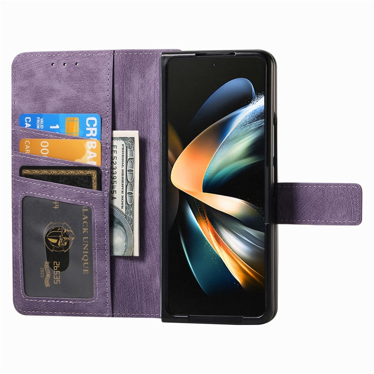 For Samsung Galaxy Z Fold4 Retro MagSafe Magnetic Zipper Wallet Leather Phone Case(Purple) - Galaxy Z Fold4 5G Cases by PMC Jewellery | Online Shopping South Africa | PMC Jewellery