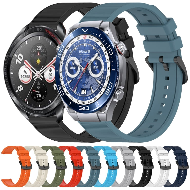 For Huawei Watch Ultimate 22mm Textured Silicone Solid Color Watch Band(White) - Watch Bands by PMC TechLife | Online Shopping South Africa | PMC TechLife