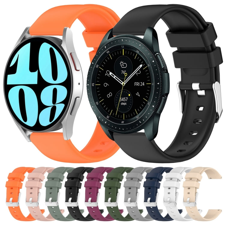 For Samsung  Galaxy Watch 4 Classic 42mm 20mm Smooth Solid Color Silicone Watch Band(Beige) - free shipping - PMC TechLife - Order now!