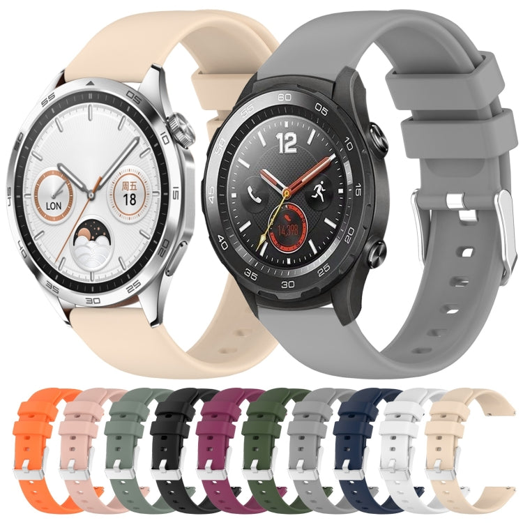 For Huawei Watch GT2 42mm 20mm Smooth Solid Color Silicone Watch Band(White) - free shipping - PMC TechLife - Order now!
