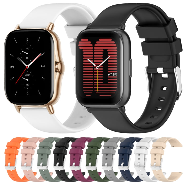 For Amazfit Bip 3 Pro 20mm Smooth Solid Color Silicone Watch Band(Black) - free shipping - PMC TechLife - Order now!